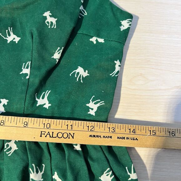 Cissy’s May Green Girls Dress M Holiday White Deers 100% Cotton Christmas - Picture 7 of 9